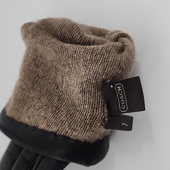 Coach Black Leather and Cashmere Gloves - Picture 6 of 8